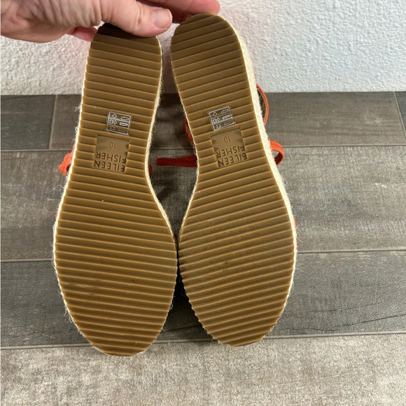 NEW Eileen Fisher Leather Wedge Espadrille Sandals - Picture 8 of 10